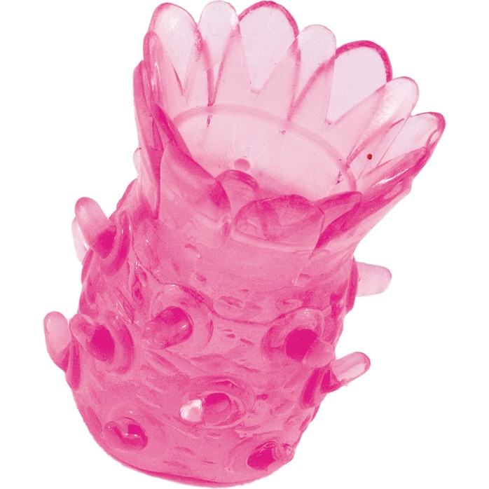 Розовая рельефная насадка на пенис. Фотография 2.