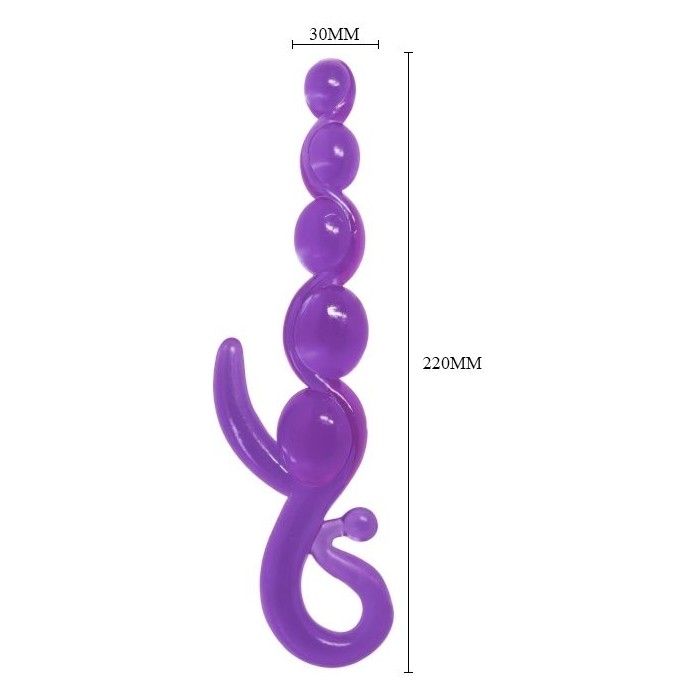 Фиолетовый анальный стимулятор-цепочка - 22 см. Фотография 3.