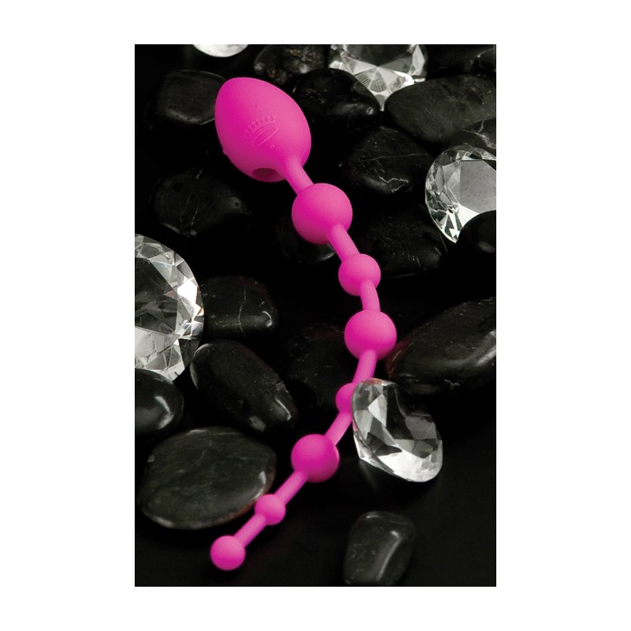 Анальный вибромассажер-шарики на жесткой сцепке розовый. Фотография 2.