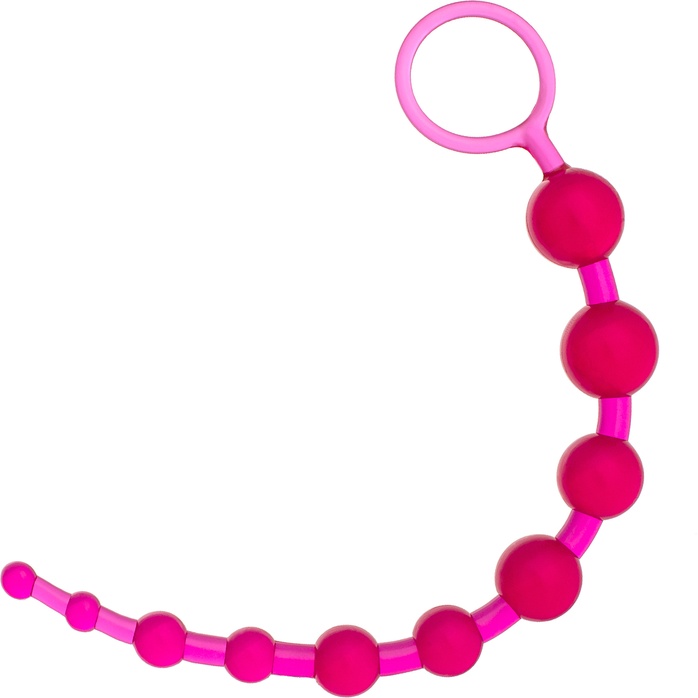 Розовая анальная цепочка из 10 шариков - 30 см