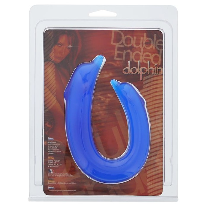 Двусторонний фаллоимитатор DOUBLE ENDED DOLPHIN CLEAR BLUE - 28,9 см. Фотография 2.