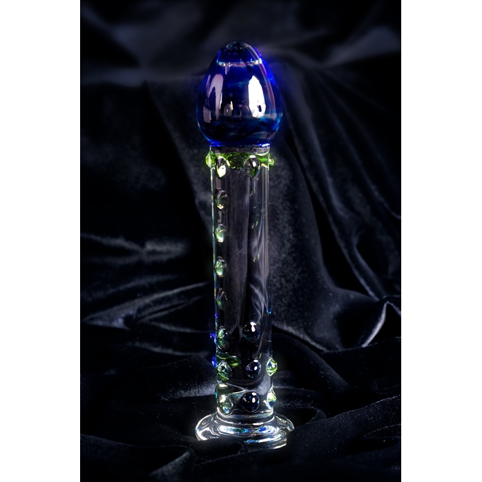 Стеклянный фаллос с цветными бусинами - 18 см - Sexus Glass. Фотография 9.