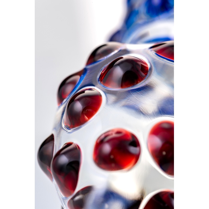 Двусторонний стеклянный фаллос со спиралью и шишечками - 20,5 см - Sexus Glass. Фотография 5.