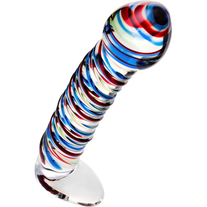 Стеклянный фаллос с разноцветными спиралями - 16,5 см - Sexus Glass. Фотография 3.