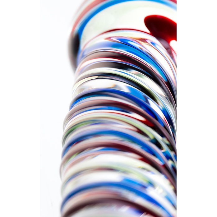 Стеклянный фаллос с разноцветными спиралями - 16,5 см - Sexus Glass. Фотография 4.