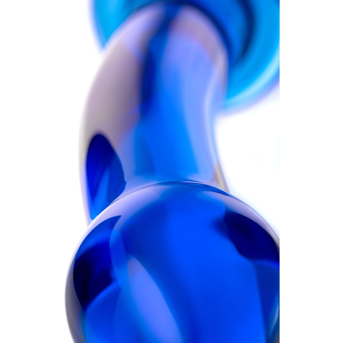 Гладкий анальный фаллос синего цвета - 25 см - Sexus Glass. Фотография 5.