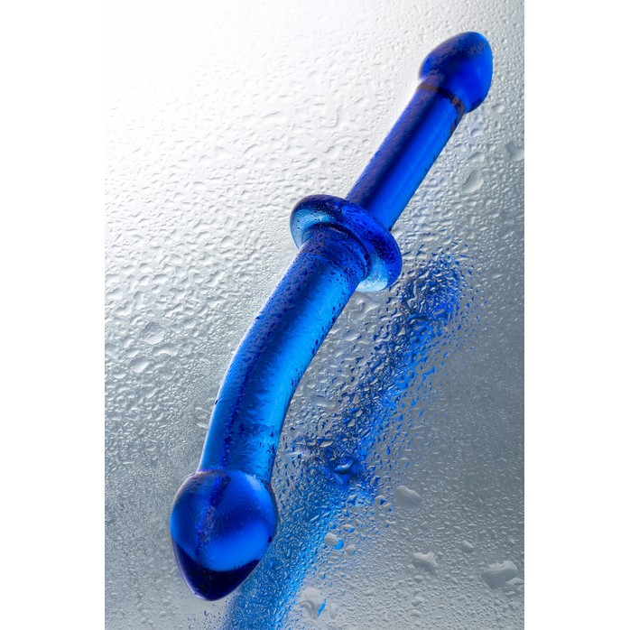 Гладкий анальный фаллос синего цвета - 25 см - Sexus Glass. Фотография 7.
