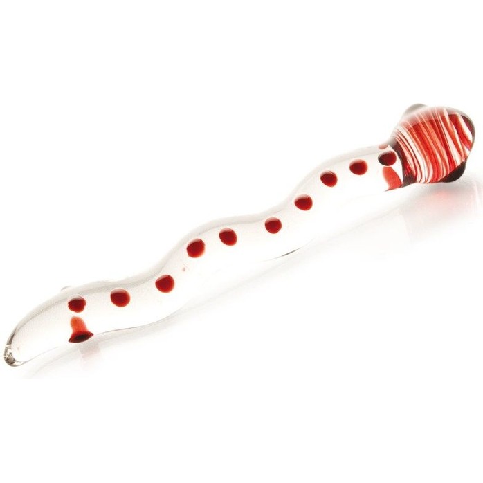 Фактурный стимулятор с ручкой-шаром - 20,5 см - Sexus Glass