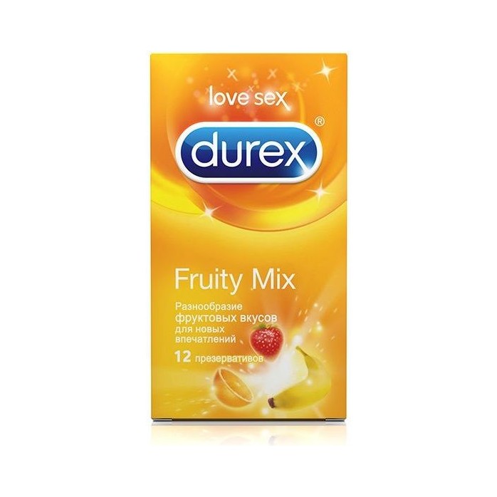 Презервативы с фруктовыми вкусами Durex Fruity Mix - 12 шт