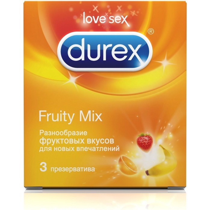 Презервативы с фруктовыми вкусами Durex Fruity Mix - 3 шт