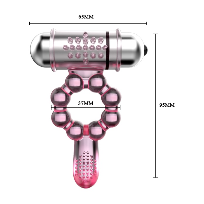 Розовое эрекционное кольцо с вибростимуляцией клитора Baile. Фотография 3.