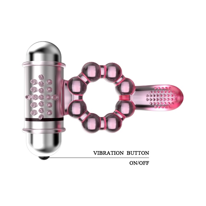 Розовое эрекционное кольцо с вибростимуляцией клитора Baile. Фотография 4.