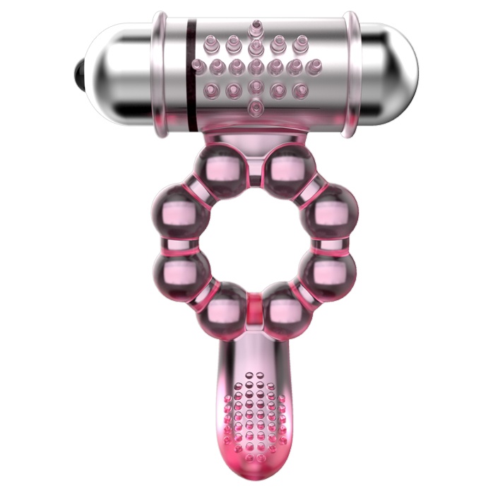 Розовое эрекционное кольцо с вибростимуляцией клитора Baile. Фотография 6.