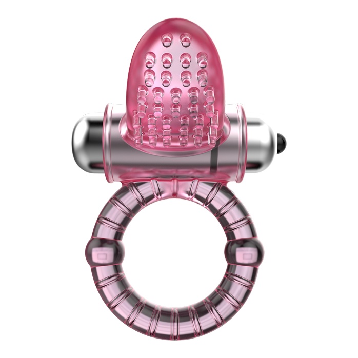 Эрекционное кольцо с вибростимулятором клитора в форме язычка. Фотография 2.