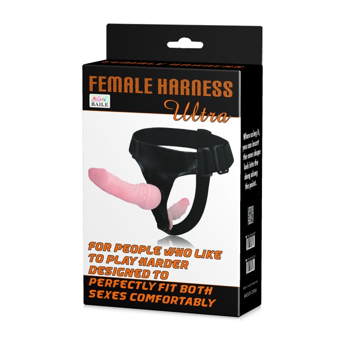 Поясной фаллос на трусиках с вагинальной пробкой Female Harness Ultra - 16,5 см. Фотография 7.