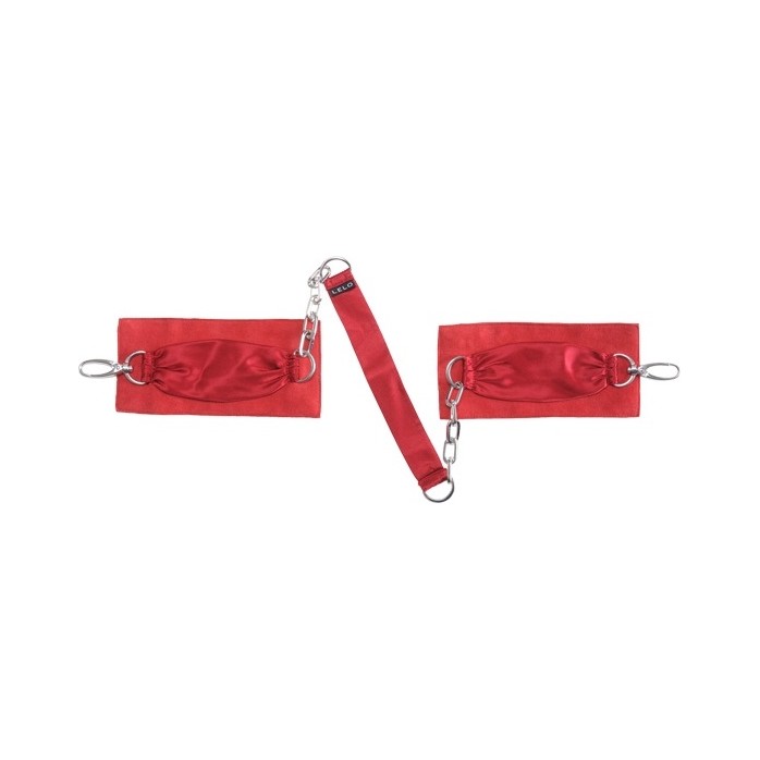 Красные шелковые наручники с цепочкой Sutra (LELO). Фотография 2.