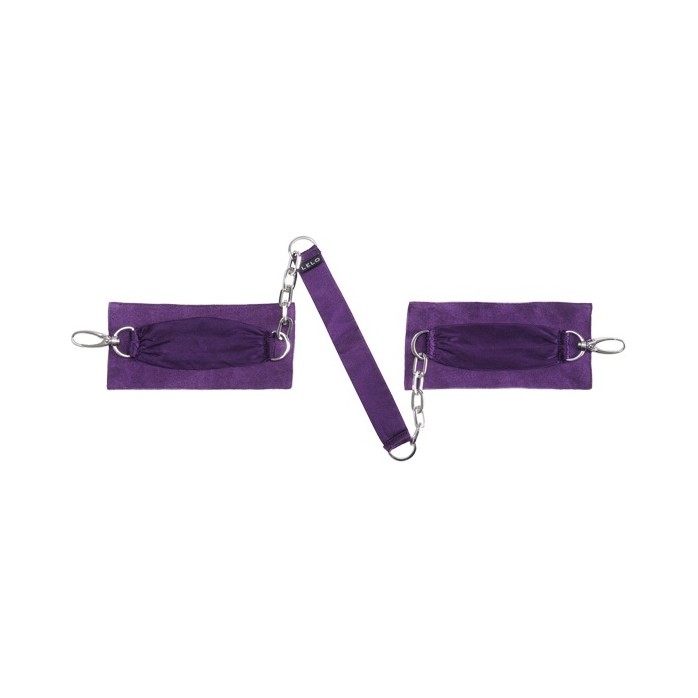 Фиолетовые шелковые наручники с цепочкой Sutra. Фотография 2.