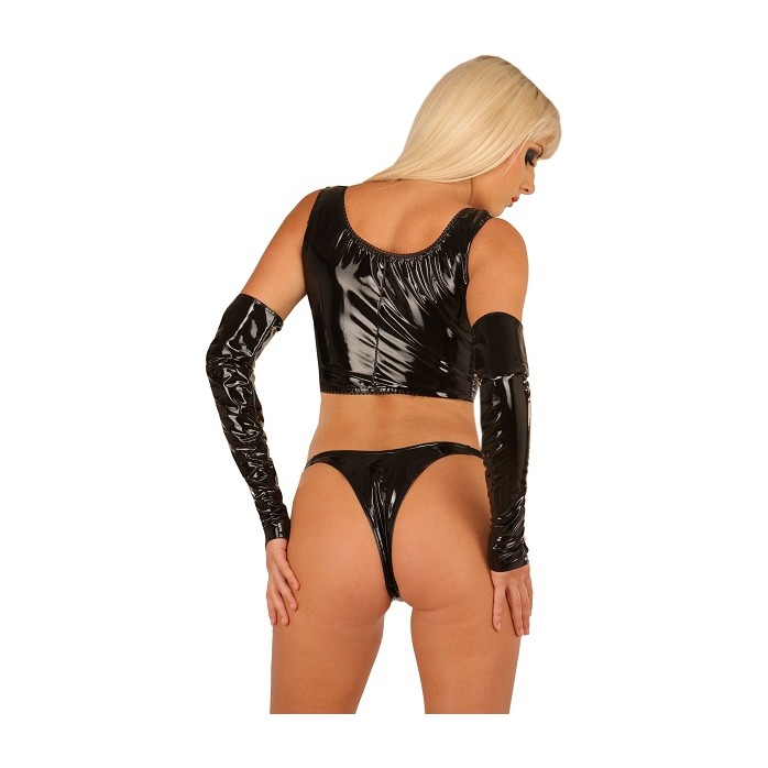 Черные трусики-стринг из винила (Ledapol 1628). Фотография 2.