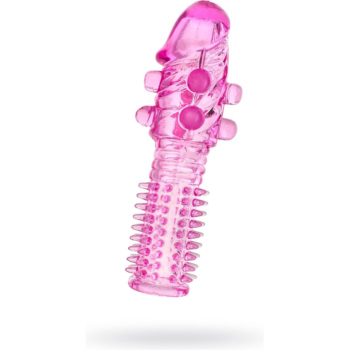 Гелевая розовая насадка с шариками и шипами - 14 см. Фотография 2.