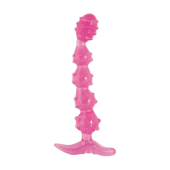 Розовые анальные шарики на жесткой сцепке - 25,4 см - Basic
