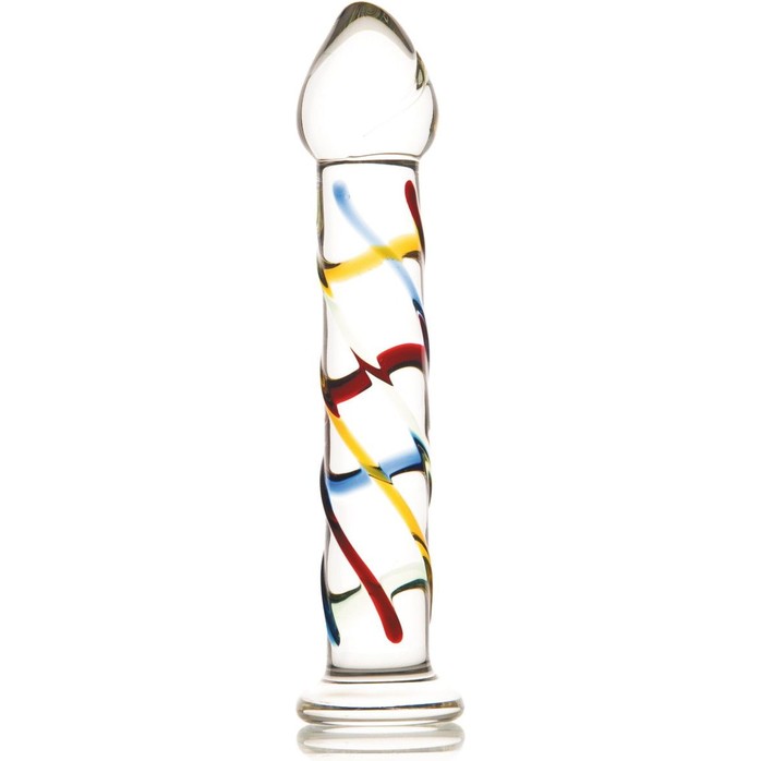 Стеклянный фаллос с опоясывающими спиралями - 18 см - Sexus Glass