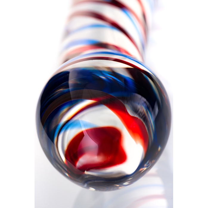 Двусторонний стеклянный фаллос с разноцветными спиралями - 21 см - Sexus Glass. Фотография 5.