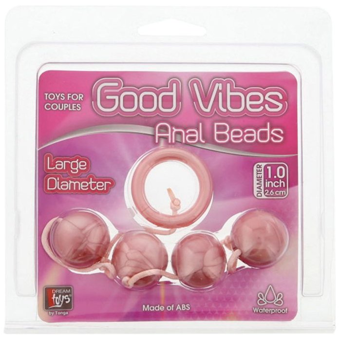 Розовые перламутровые анальные шарики большого диаметра - Good Vibes. Фотография 2.