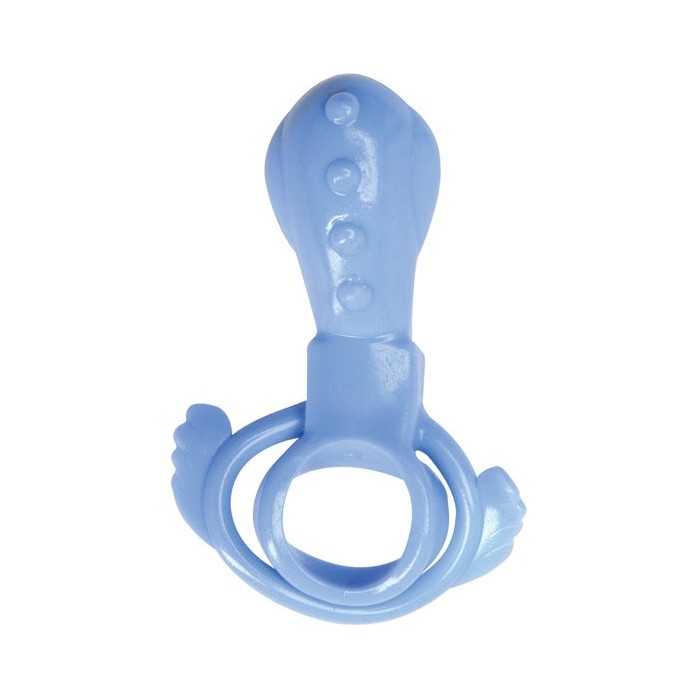 Голубое виброкольцо с клиторальным стимулятором - Want   Wish