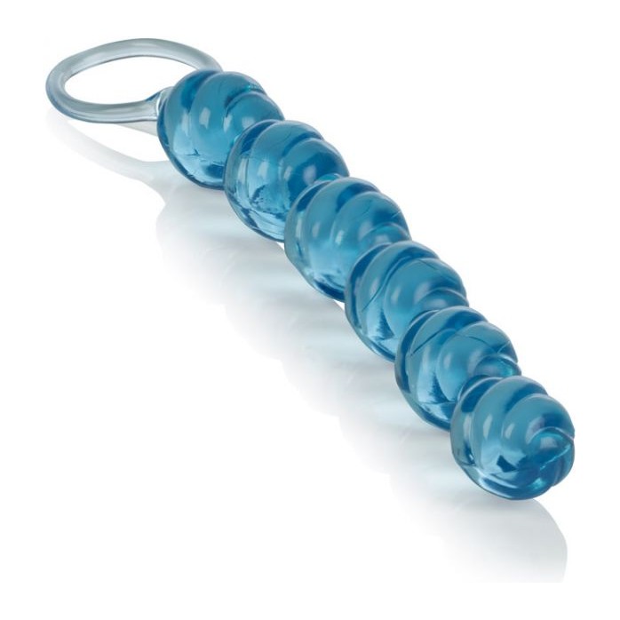 Голубая анальная цепочка Swirl Pleasure Beads - 20 см - Beads. Фотография 2.