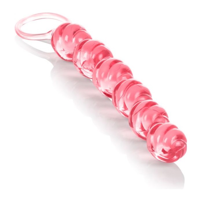 Розовая анальная цепочка Swirl Pleasure Beads - 20 см - Beads. Фотография 3.