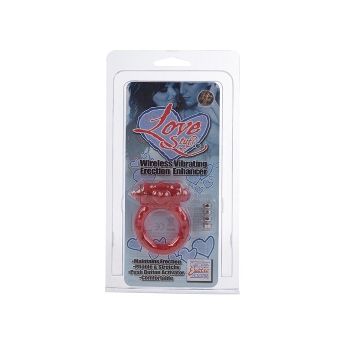 Красное эрекционное кольцо на пенис с вибрацией LOVE STUFF - Couples Enhancers. Фотография 2.