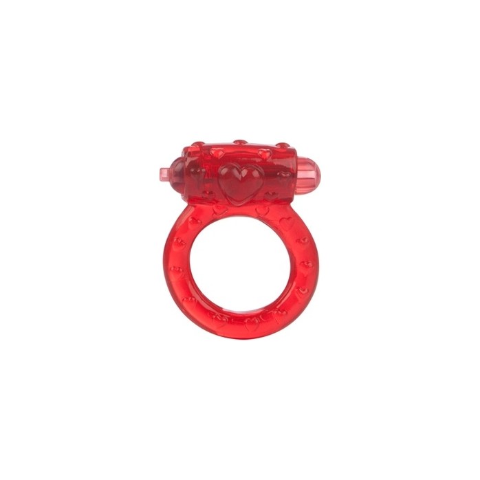 Красное эрекционное кольцо на пенис с вибрацией LOVE STUFF - Couples Enhancers