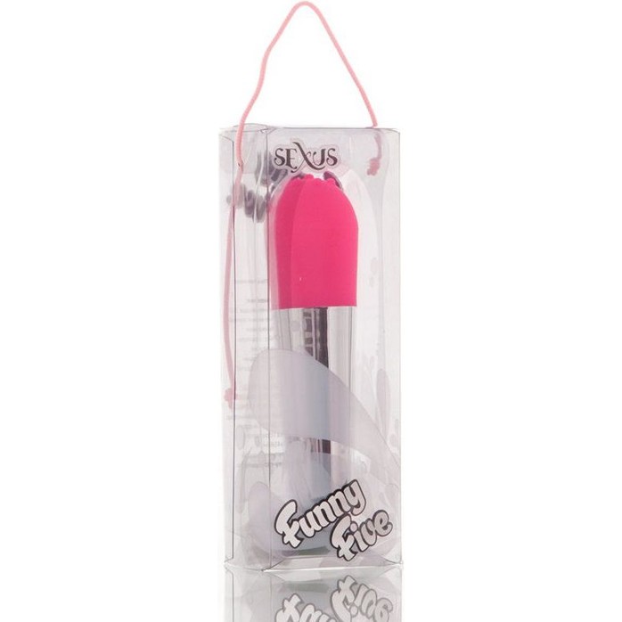 Серебристый вибратор с розовым кончиком - 10 см. Фотография 2.