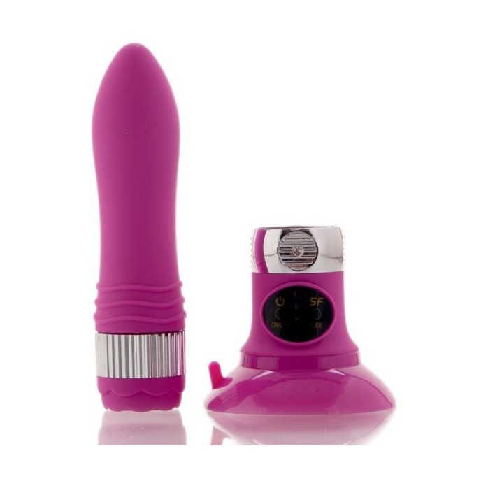 Фиолетовый водонепроницаемый вибратор на присоске со сменной панелью управления - 19 см - Sexus Funny Five