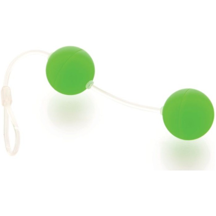 Зеленые вагинальные шарики на прозрачной сцепке - Sexus Funny Five
