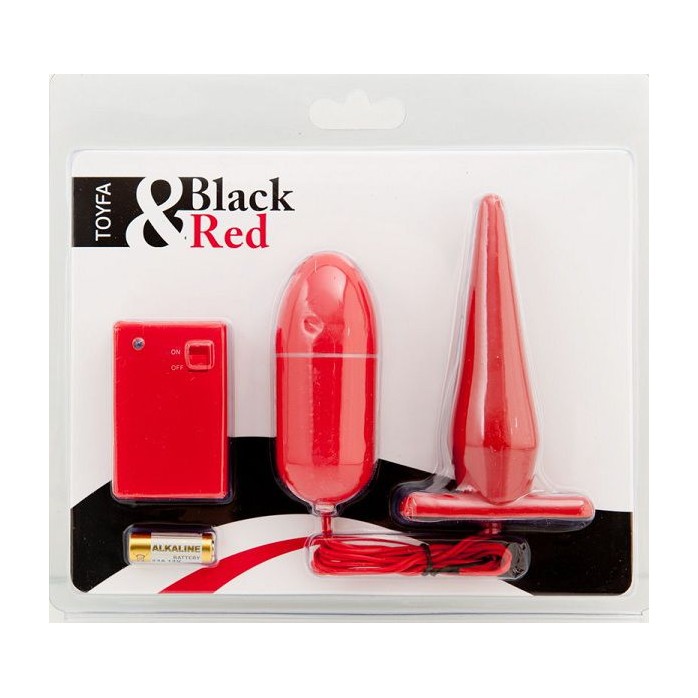 Красный вибронабор с пультом дистанционного управления - Black Red. Фотография 2.