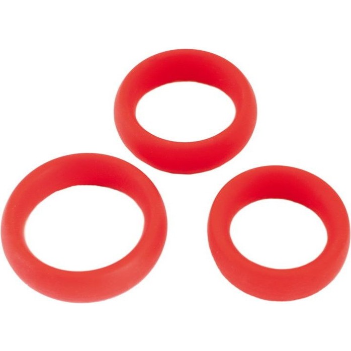 Набор из 3 красных эрекционных колец - Black Red