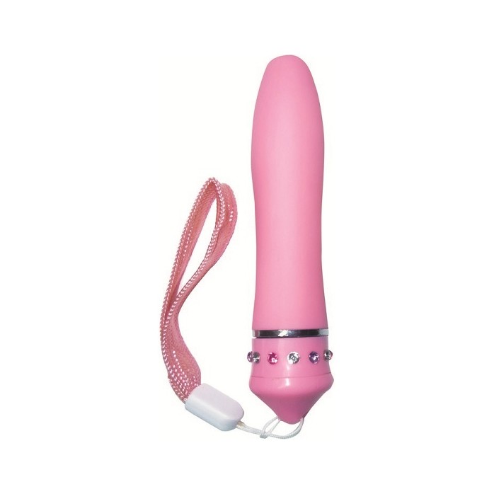 Розовый минивибратор со стразами