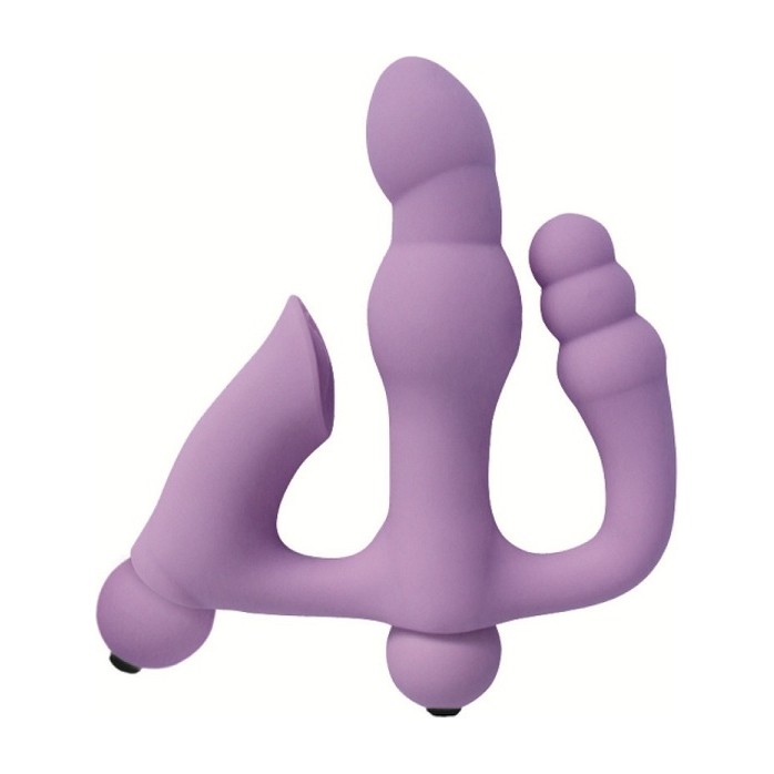 Тройной вибростимулятор с 5 режимами вибрации из силикона