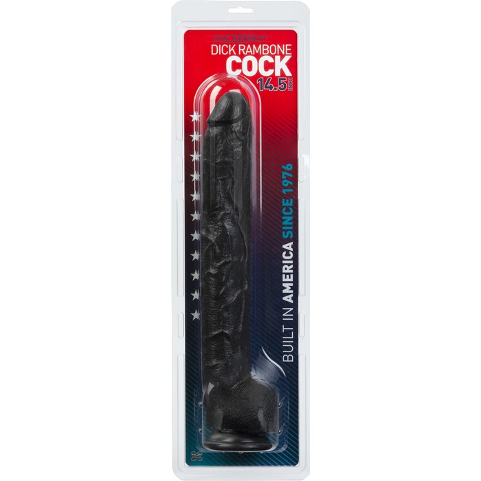 Черный длинный фаллоимитатор с мошонкой Dick Rambone Cock - 42,4 см - The Classics. Фотография 5.