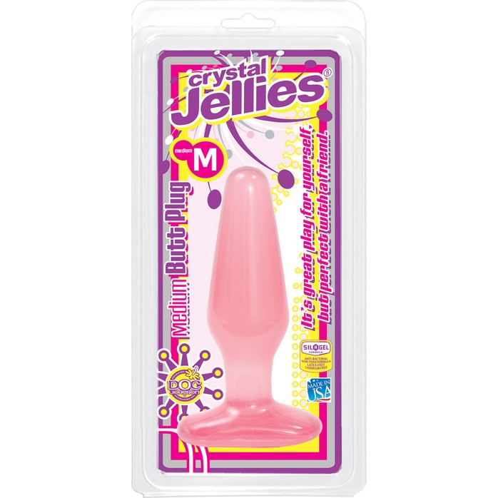 Розовая гелевая пробка MEDIUM - 14 см - Crystal Jellies. Фотография 2.