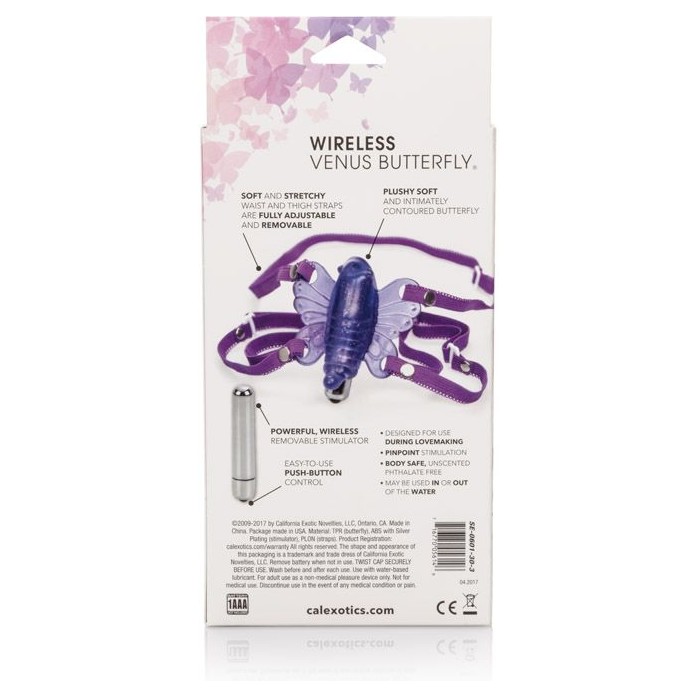 Фиолетовая вибробабочка Wireless Venus Butterfly Wearable Stimulator. Фотография 3.