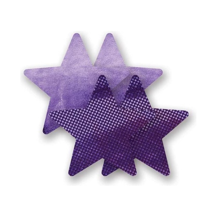 Комплект из 1 пары фиолетовых пар пэстис-звездочек с блестками и 1 пары сиреневых пэстис-звездочек с