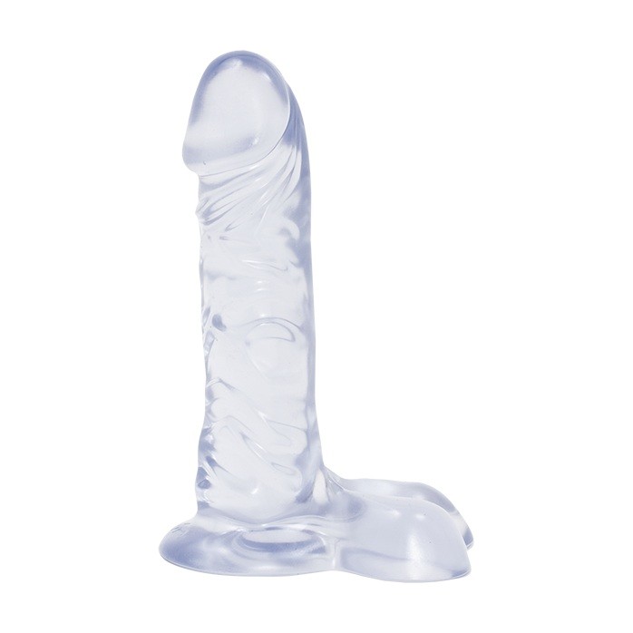 Прозрачный гелевый фаллоимитатор с мошонкой - 18,5 см - Crystal Jellies