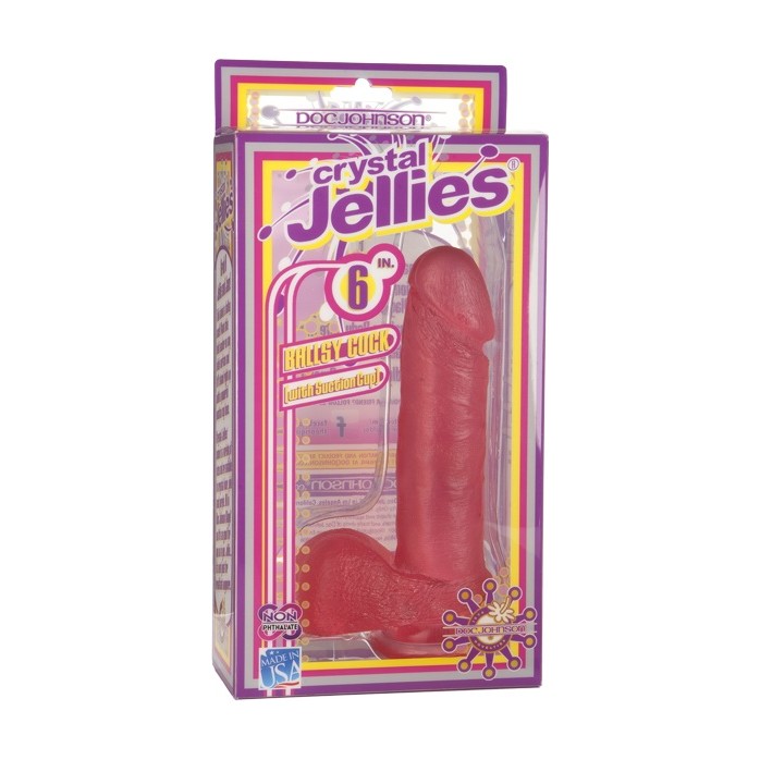 Розовый гелевый фаллос CRYSTAL JELLIES - 18 см - Crystal Jellies. Фотография 2.