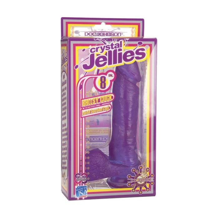 Фиолетовый фаллос на присоске CRYSTAL JELLIES - 20,5 см - Crystal Jellies