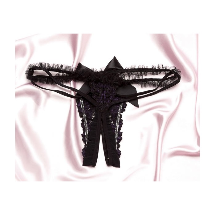 Эротические трусики с разрезом и большим бантом - Shirley of Hollywood