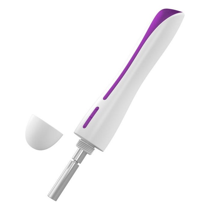 Белый вибратор F10 с фиолетовой вставкой - 20 см. Фотография 3.