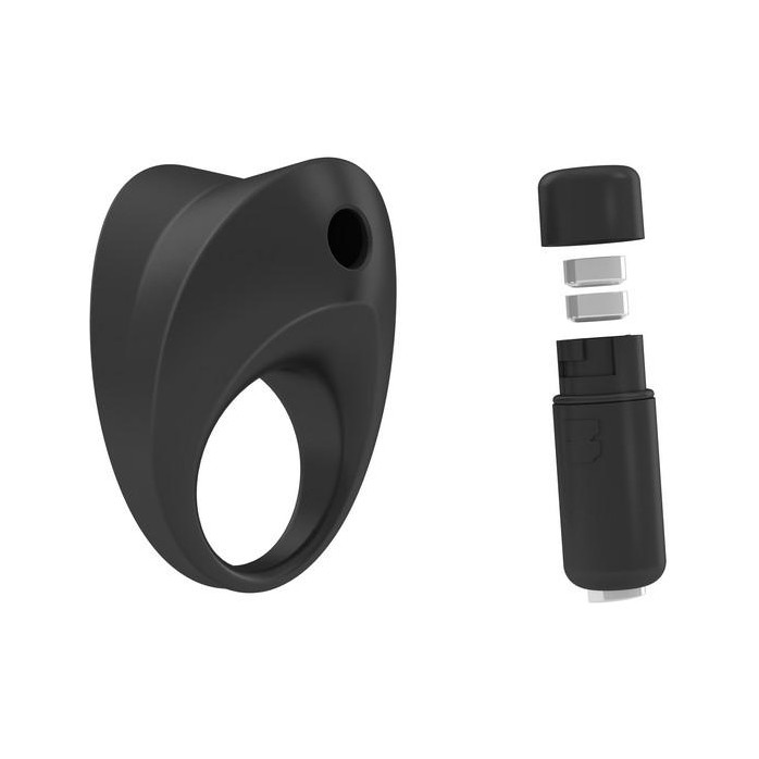 Чёрное эрекционное кольцо B10 с вибрацией. Фотография 3.