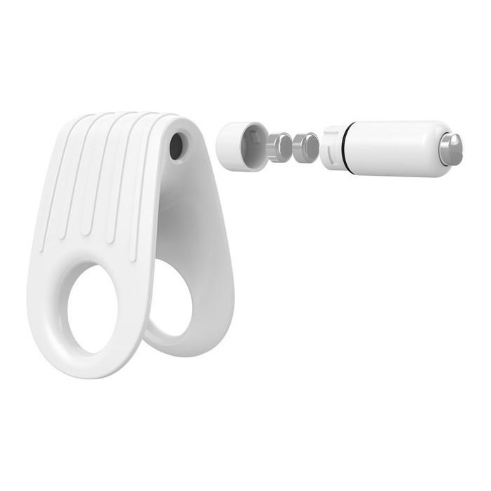 Двойное белое эрекционное кольцо с вибрацией. Фотография 3.